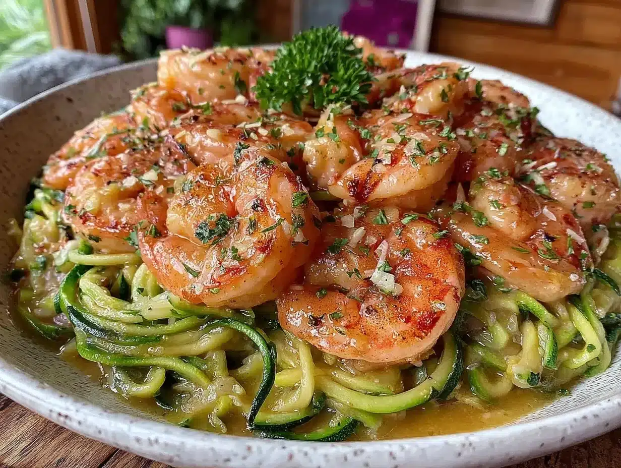 shrimp and zucchini noodle scampi preparation steps