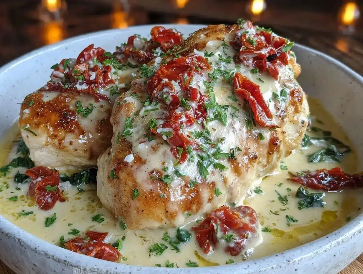 slow cooker tuscan garlic chicken preparation steps