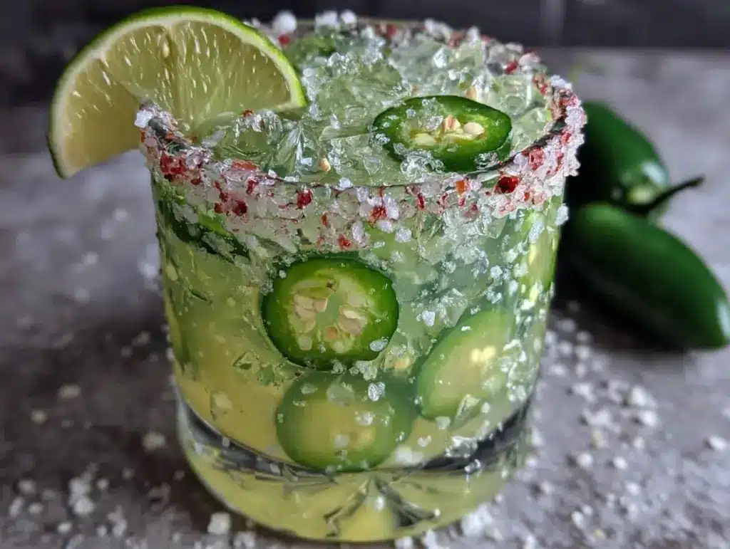 spicy jalapeno margarita on the rocks - featured image