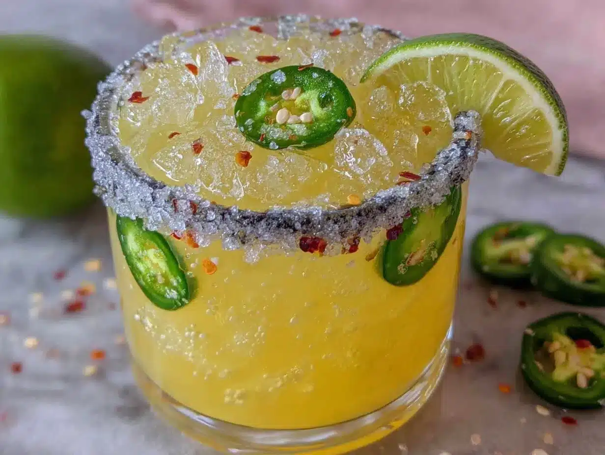 spicy jalapeno margarita on the rocks preparation steps