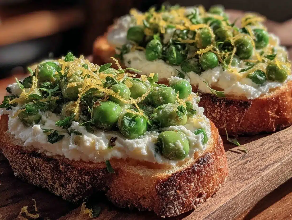 spring pea ricotta crostini preparation steps