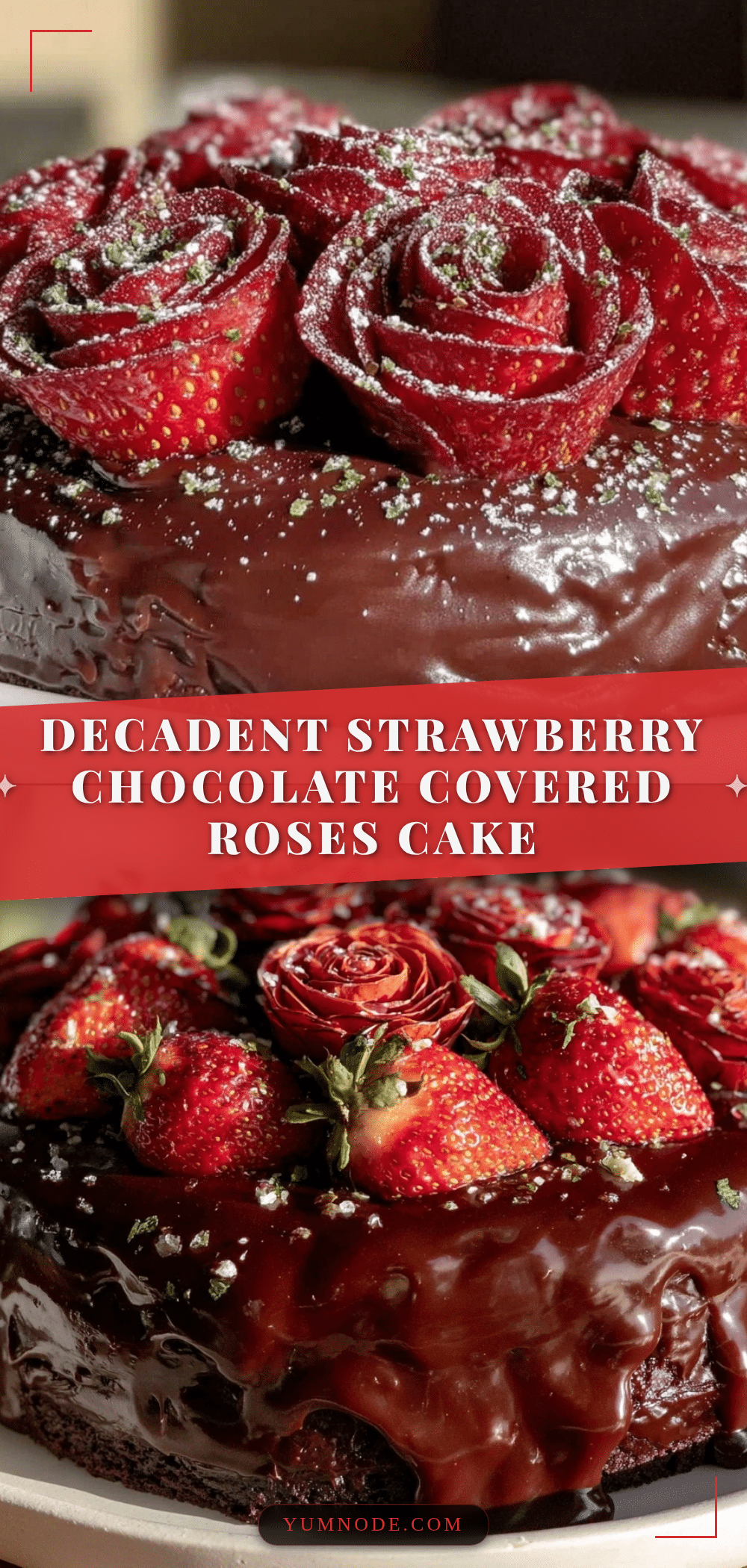Strawberry Chocolate Covered Roses Cake recipe