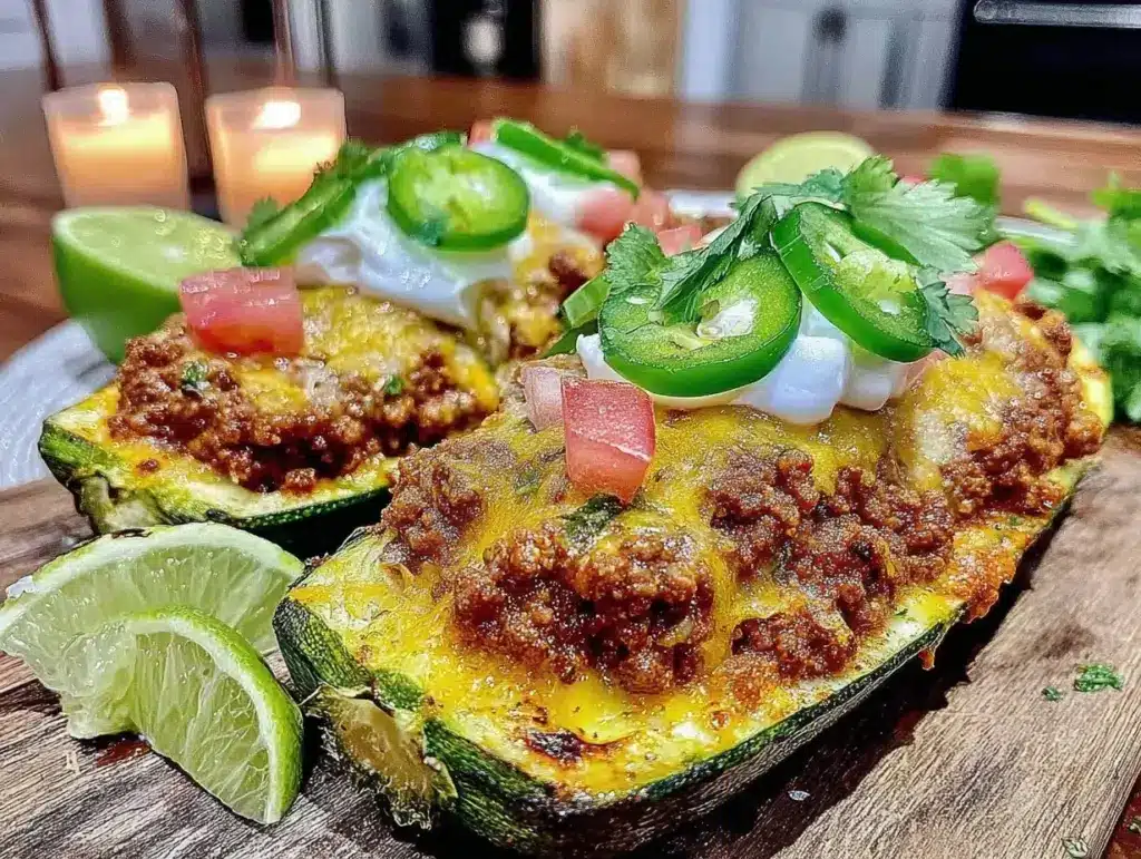 taco stuffed zucchini boats - featured image