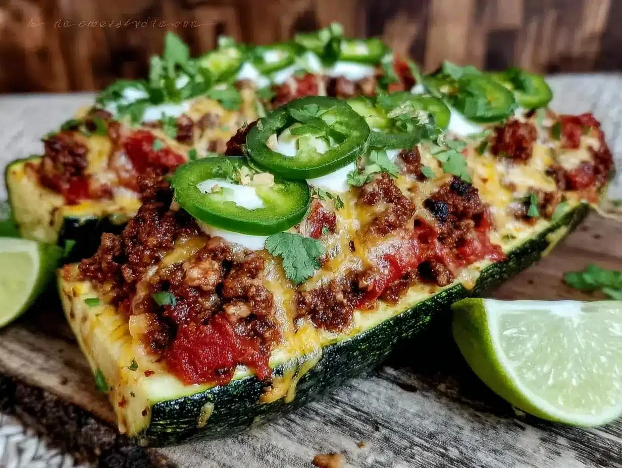 taco stuffed zucchini boats preparation steps