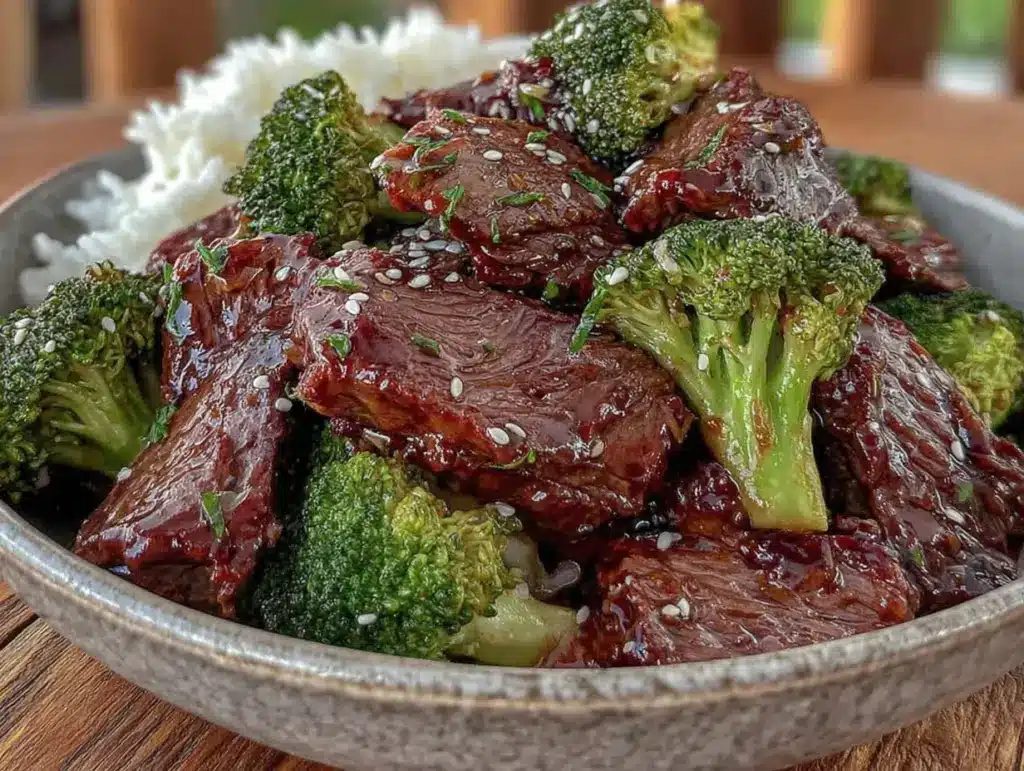 tender crockpot beef and broccoli - featured image
