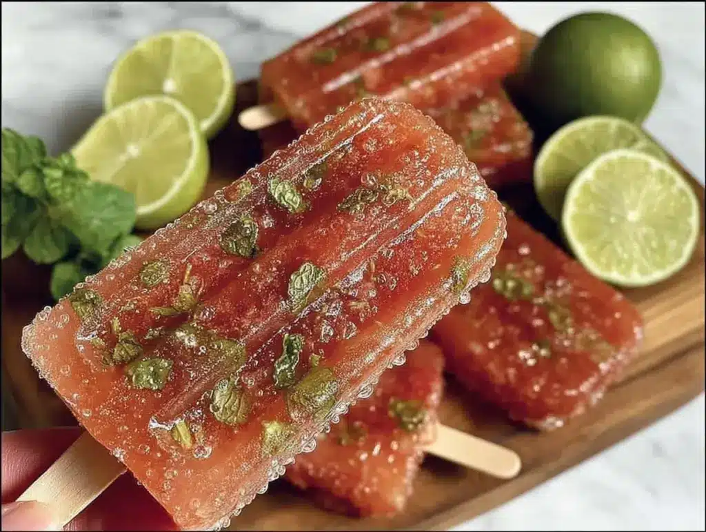 watermelon lime mint popsicles - featured image