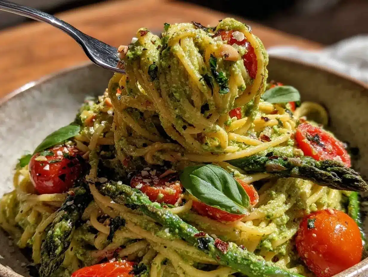 avocado pesto pasta preparation steps