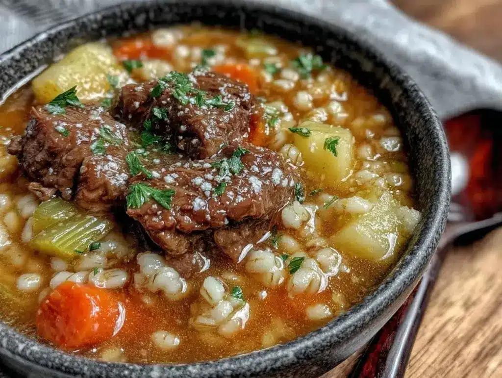 beef and barley soup - featured image