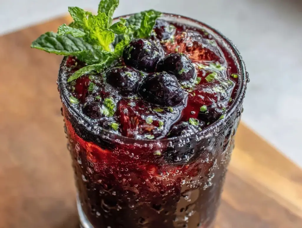 blueberry mojito mocktail - featured image