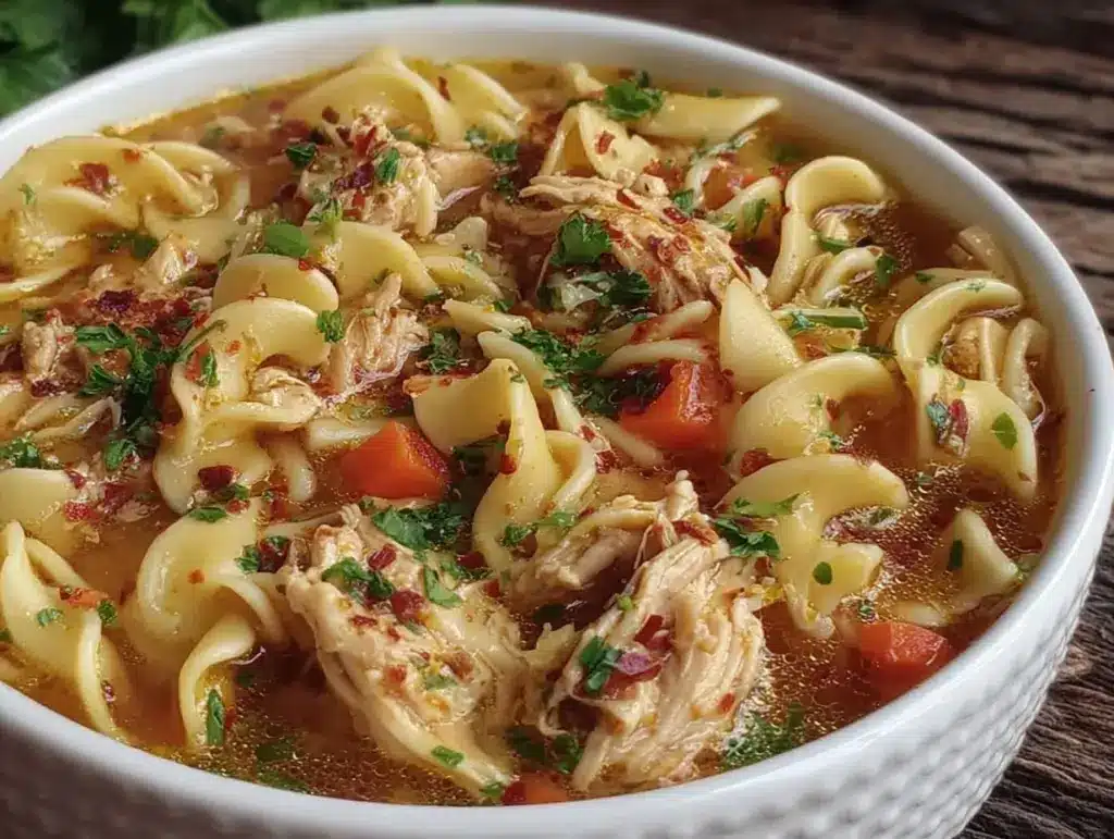chicken noodle soup with homemade egg noodles - featured image