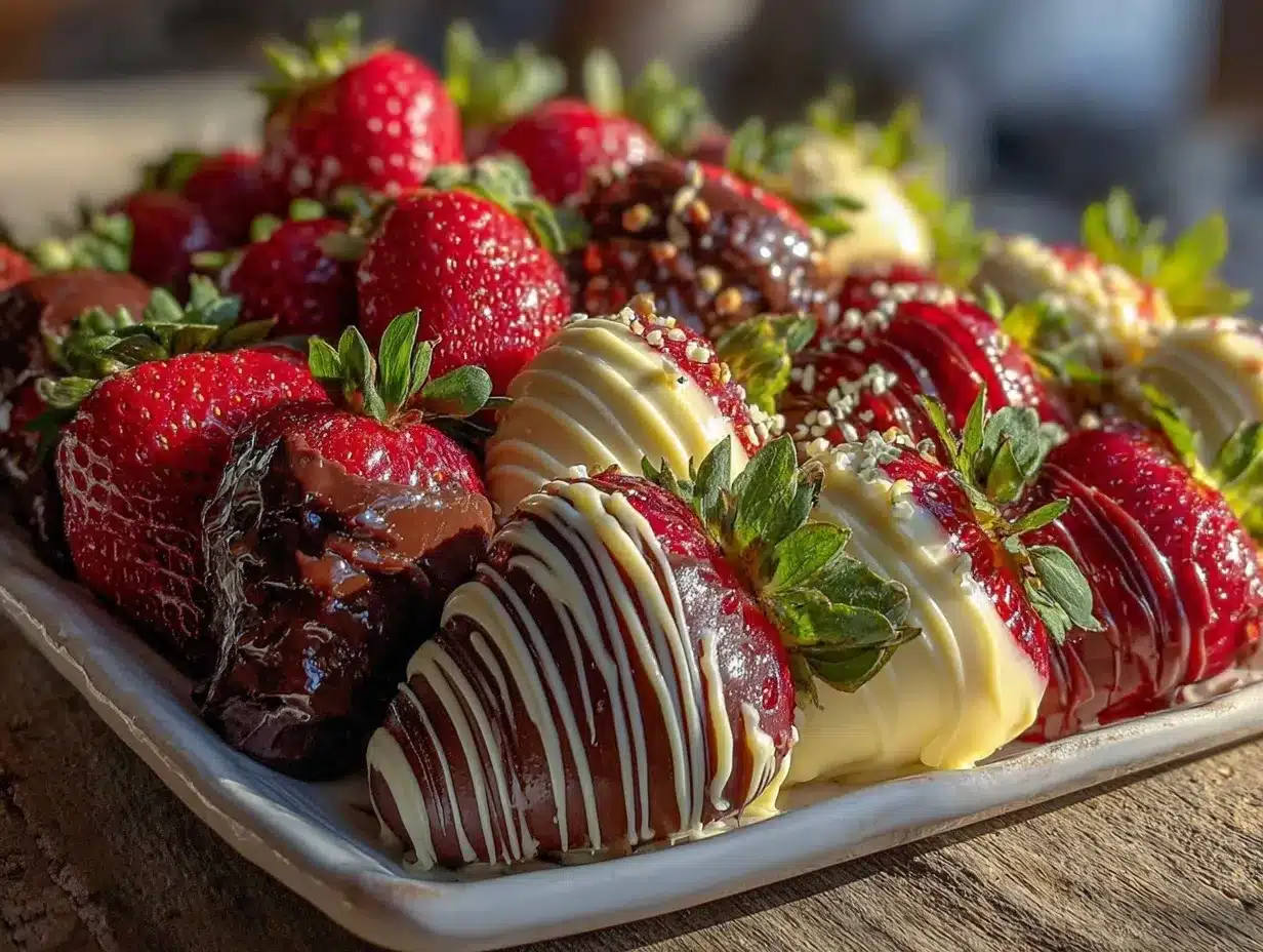chocolate covered strawberry flag platter preparation steps