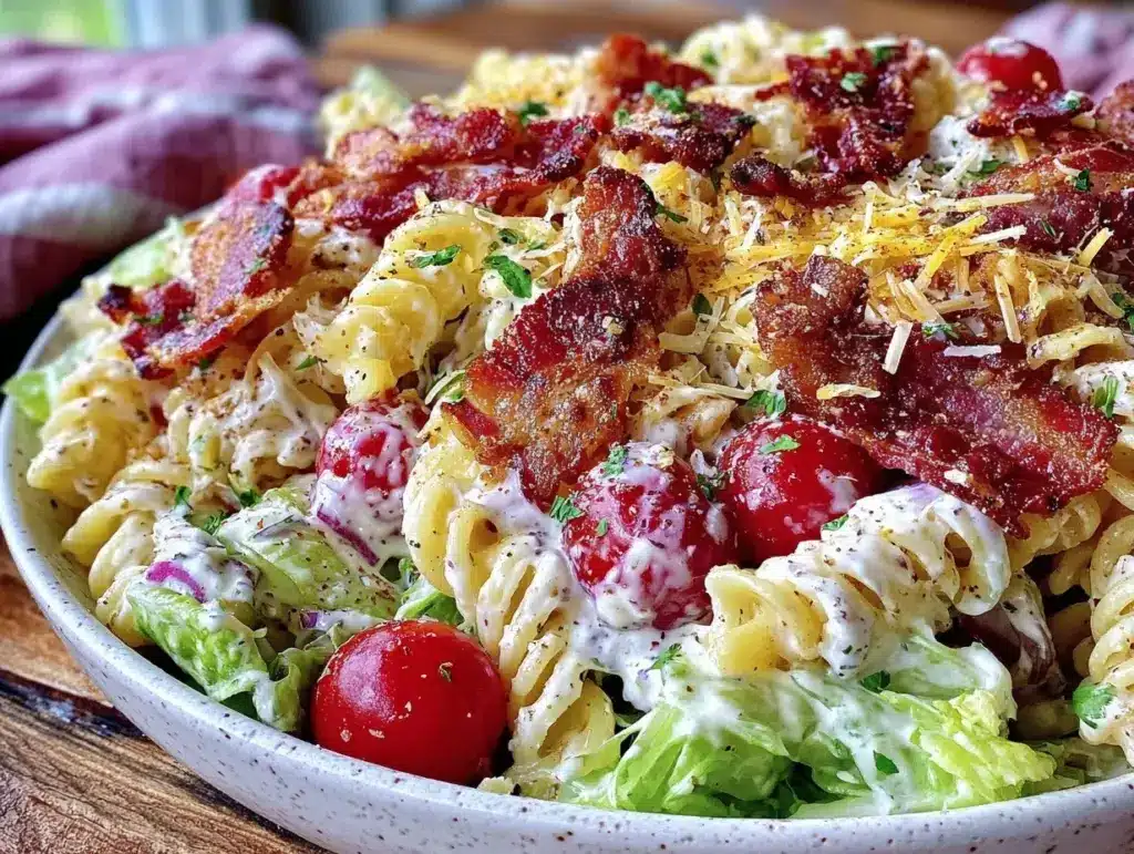 creamy blt pasta salad - featured image