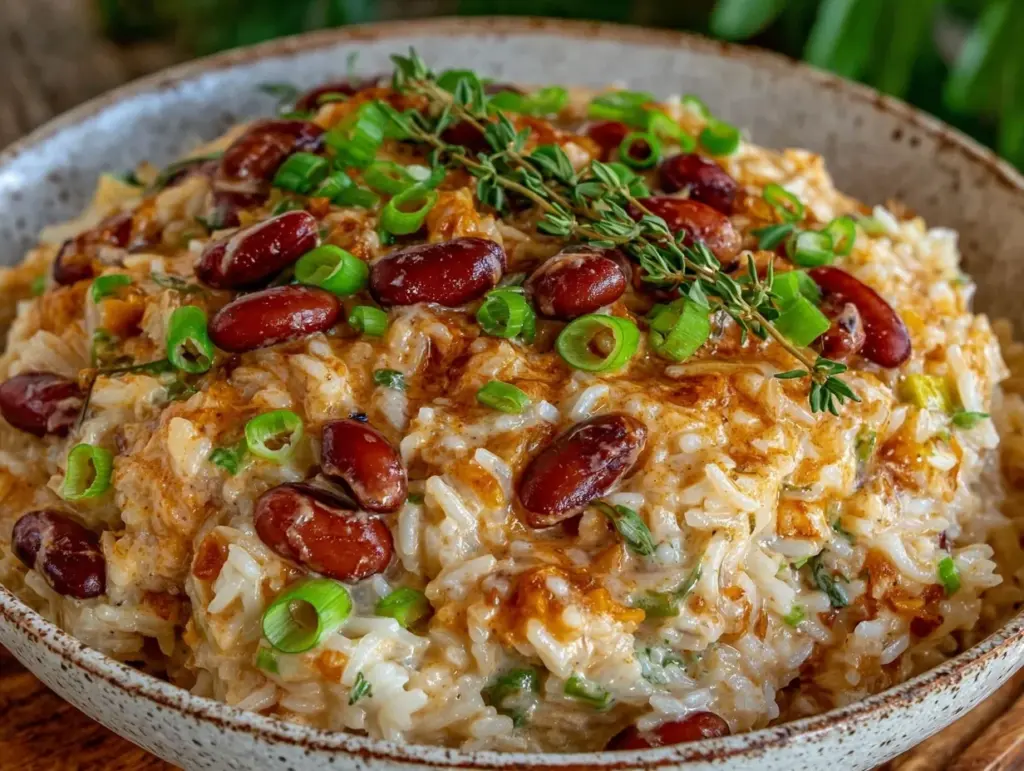 creamy caribbean rice and peas - featured image