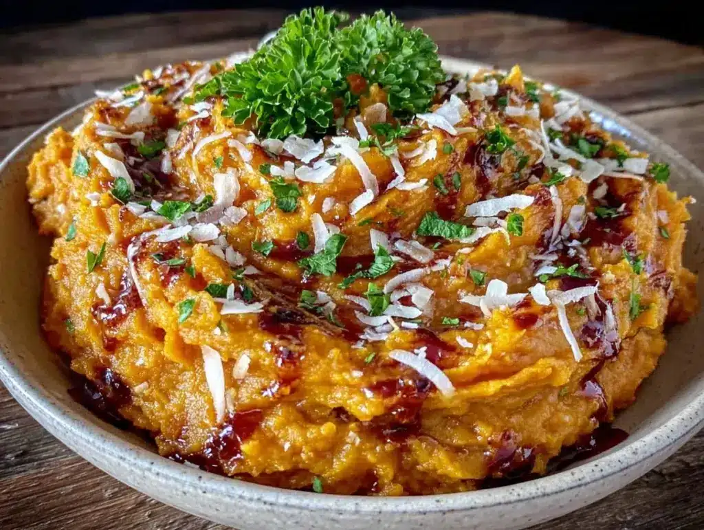creamy coconut sweet potato mash - featured image