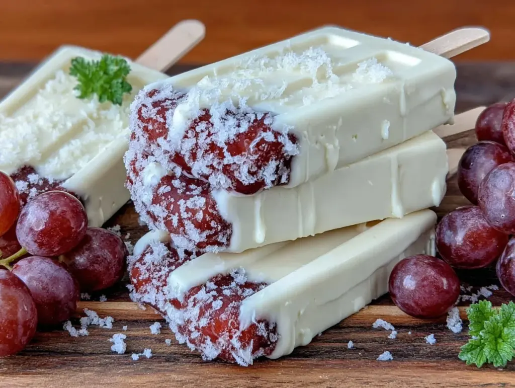 creamy frozen grape popsicles - featured image