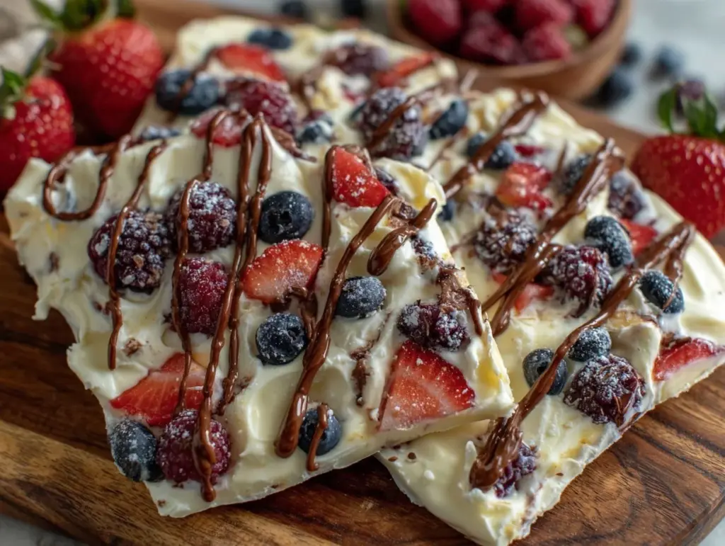 creamy frozen yogurt bark - featured image