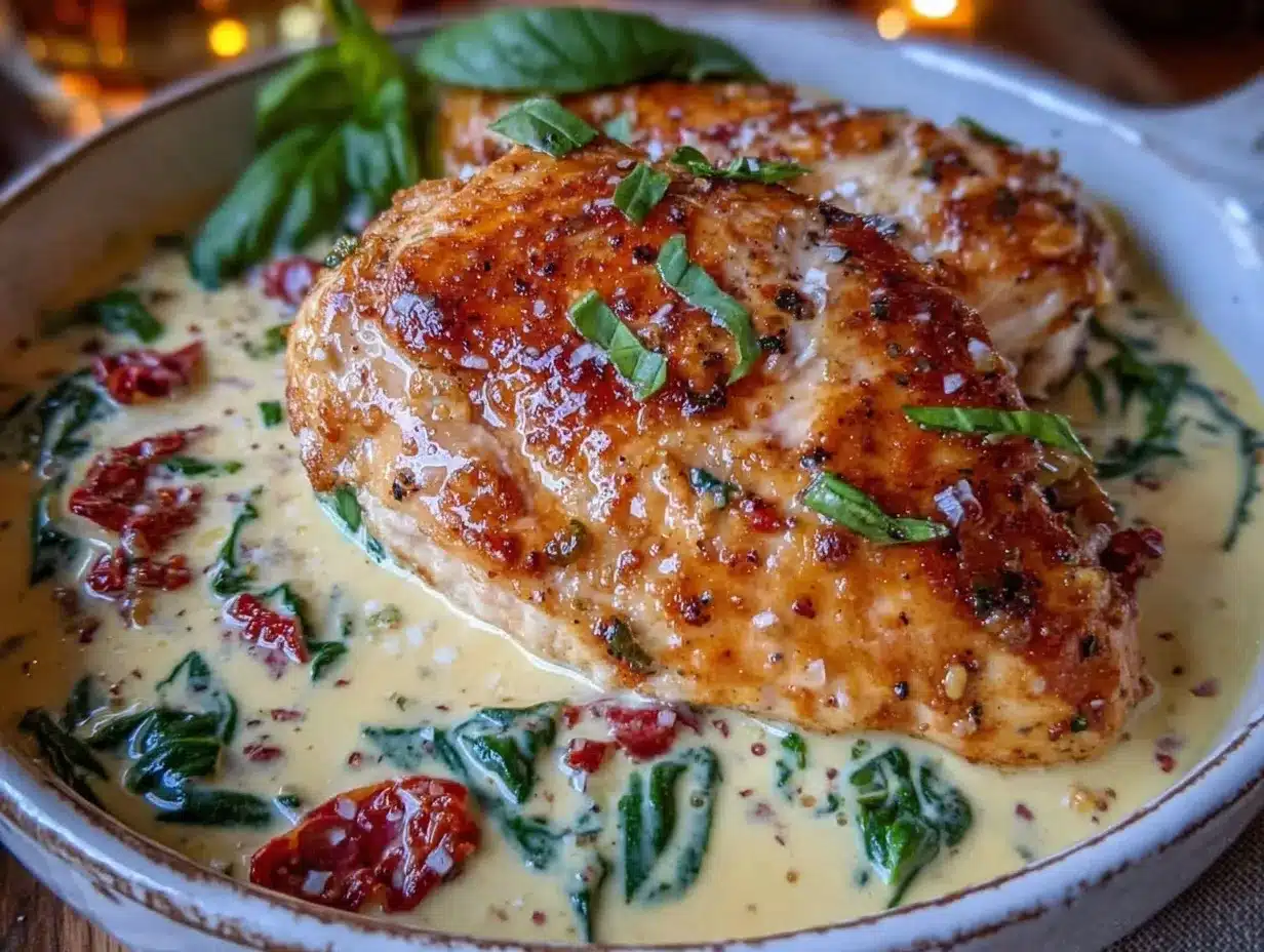 creamy garlic tuscan chicken breast preparation steps