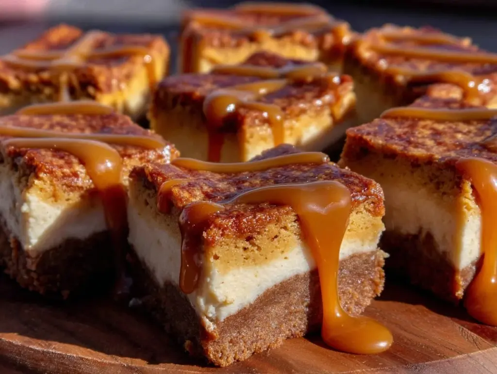creamy gingerbread cheesecake bars - featured image