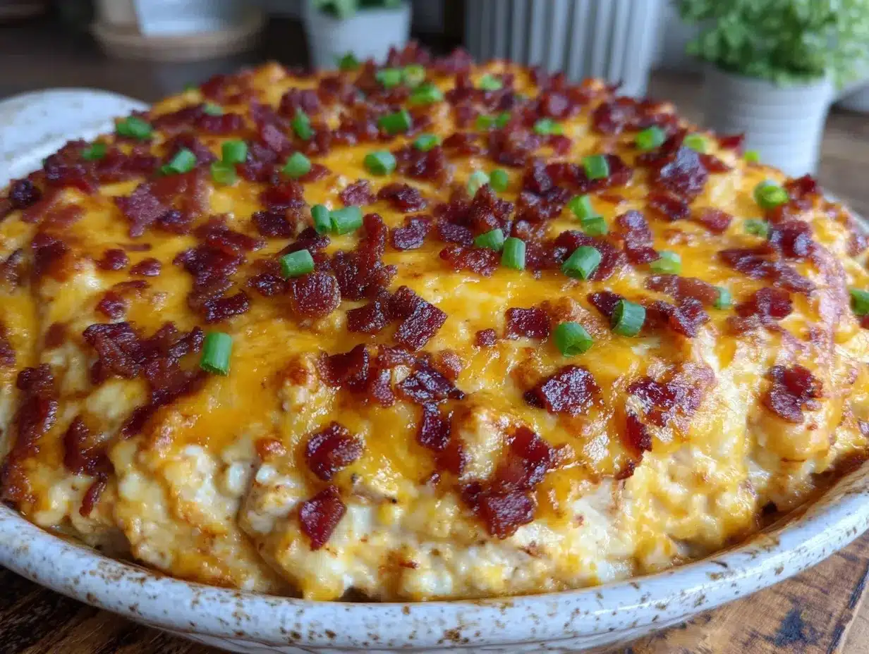 creamy million dollar chicken casserole with bacon preparation steps