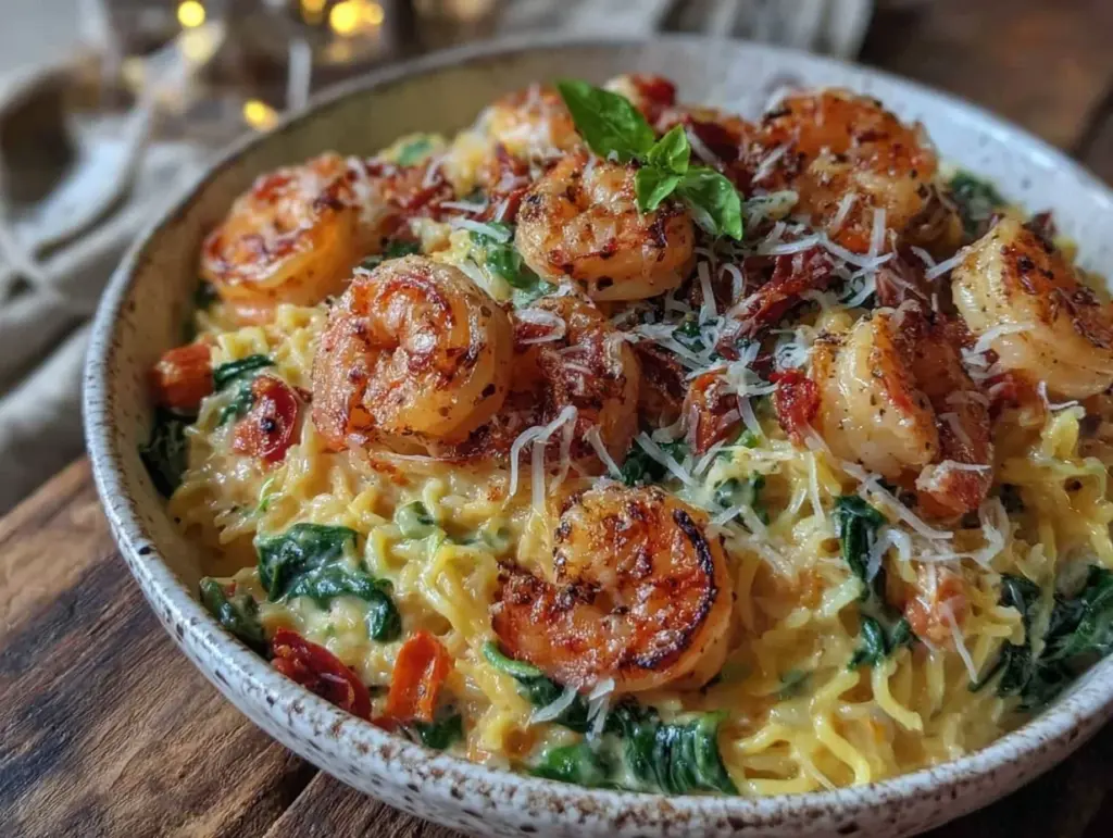 creamy tuscan shrimp pasta - featured image
