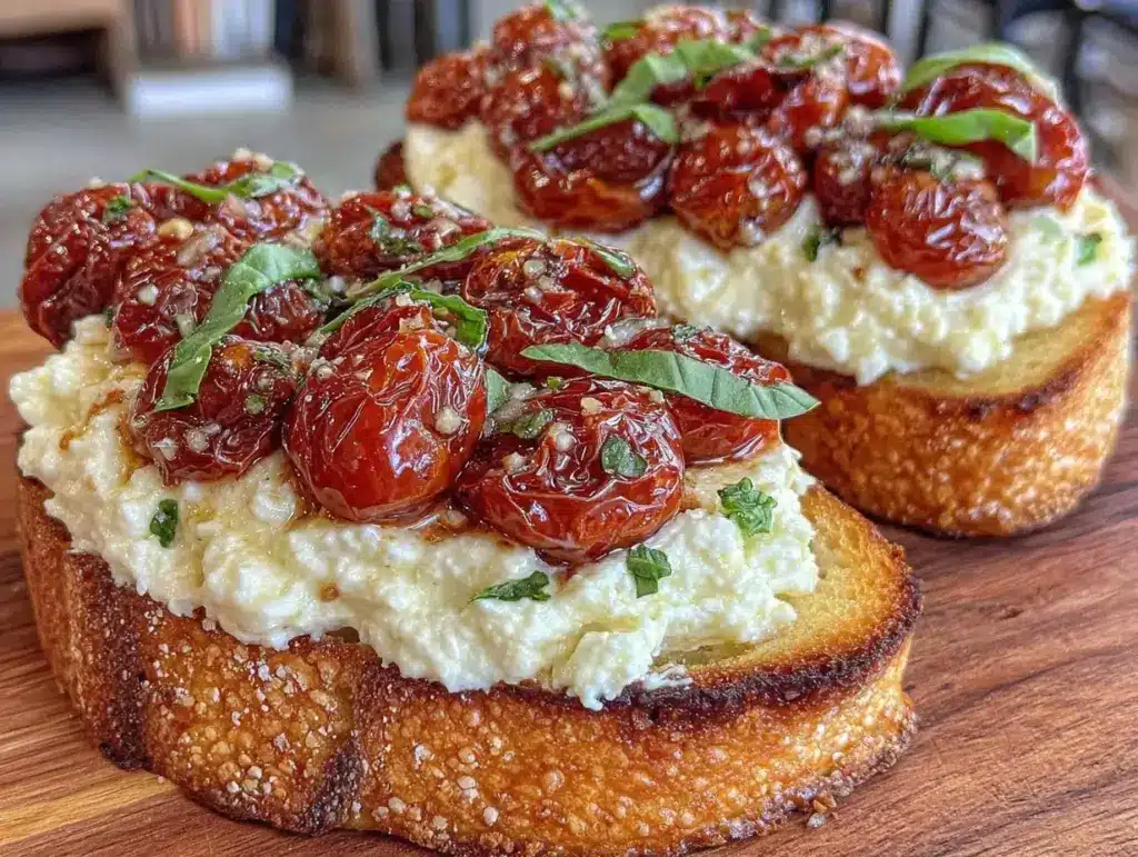 creamy whipped ricotta crostini - featured image