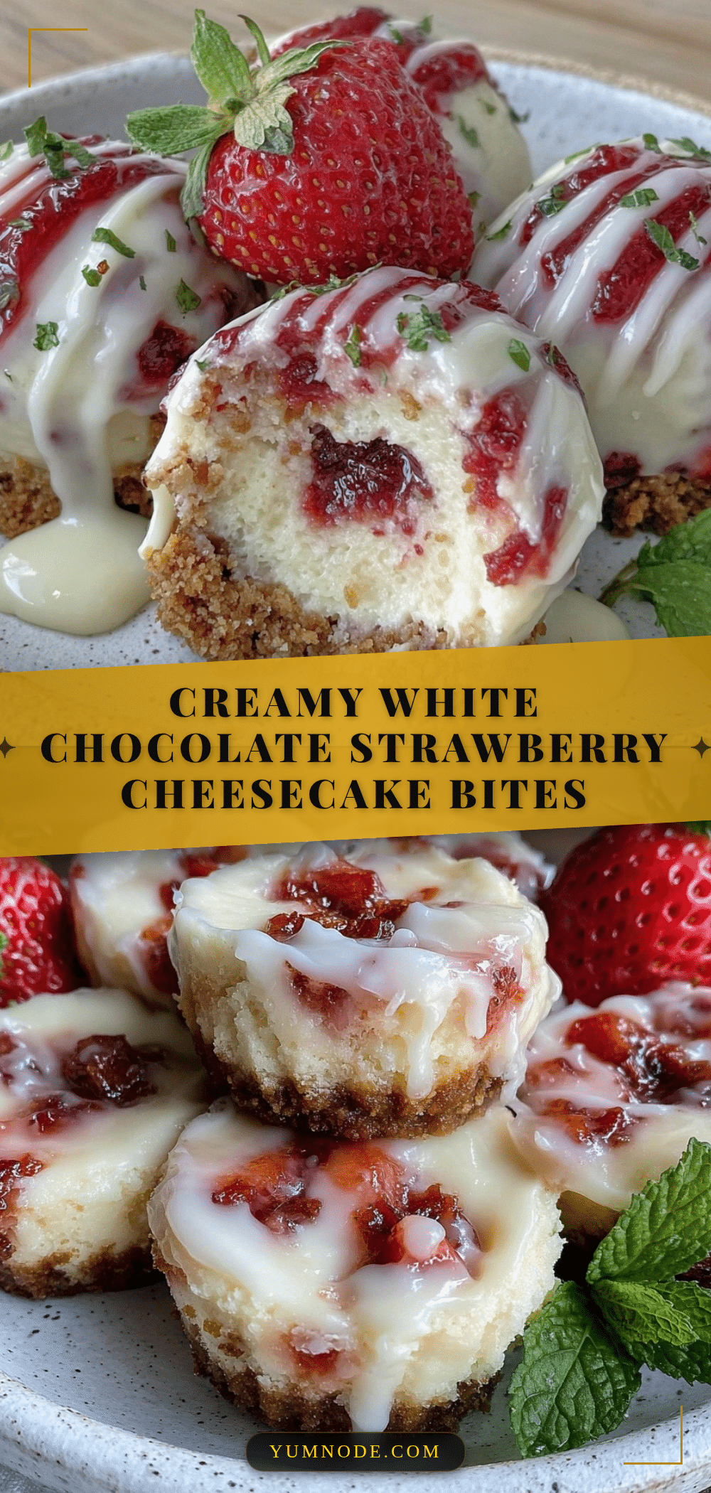 creamy white chocolate strawberry cheesecake bites recipe