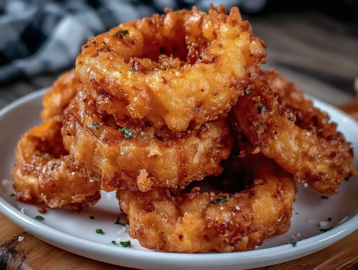 crispy beer battered onion rings preparation steps