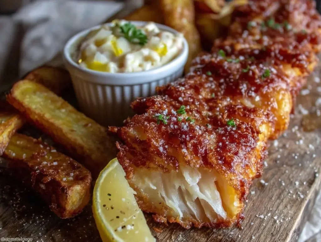 crispy british style fish and chips recipe - featured image