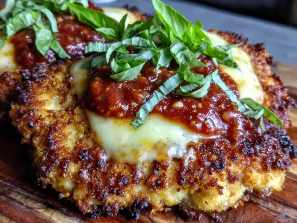 crispy keto chicken parmesan - featured image