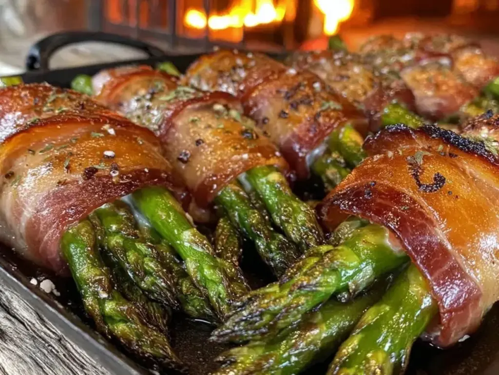 crispy prosciutto wrapped asparagus bundles - featured image