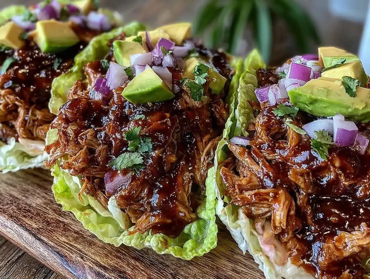 crockpot pulled chicken lettuce wrap tacos preparation steps