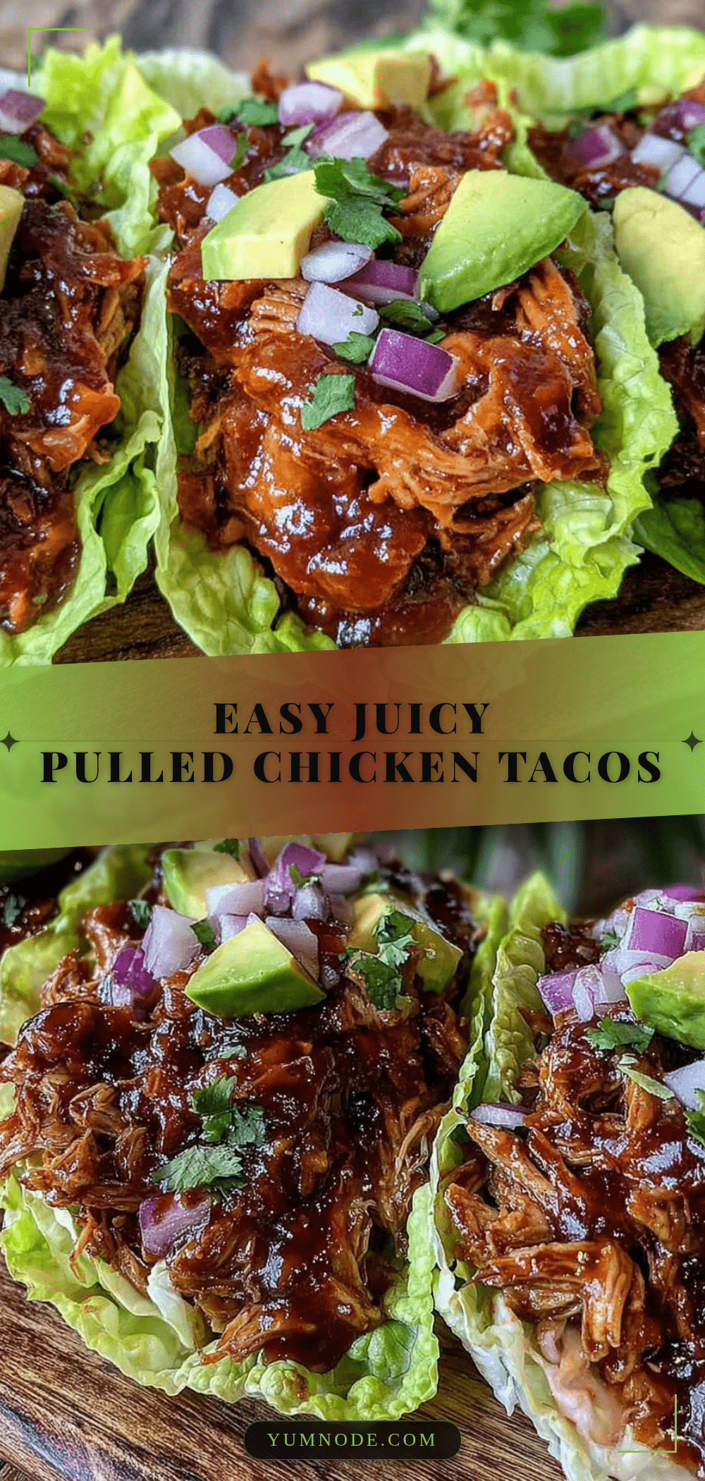 crockpot pulled chicken lettuce wrap tacos recipe