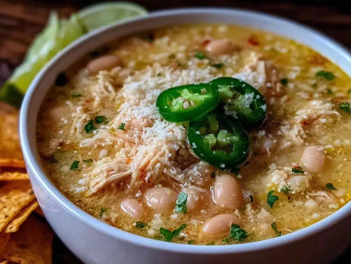 easy creamy summer crockpot white chicken chili preparation steps