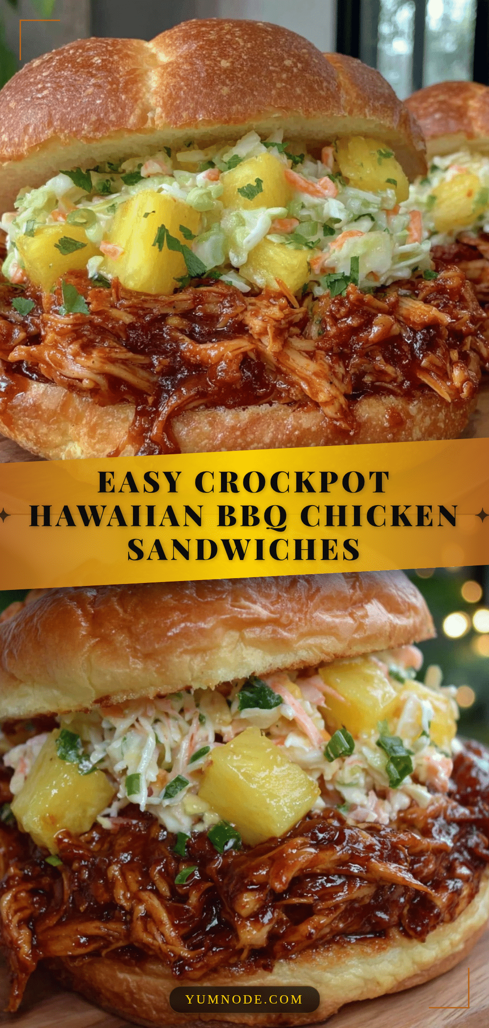 Easy Crockpot Hawaiian BBQ Chicken Sandwiches recipe