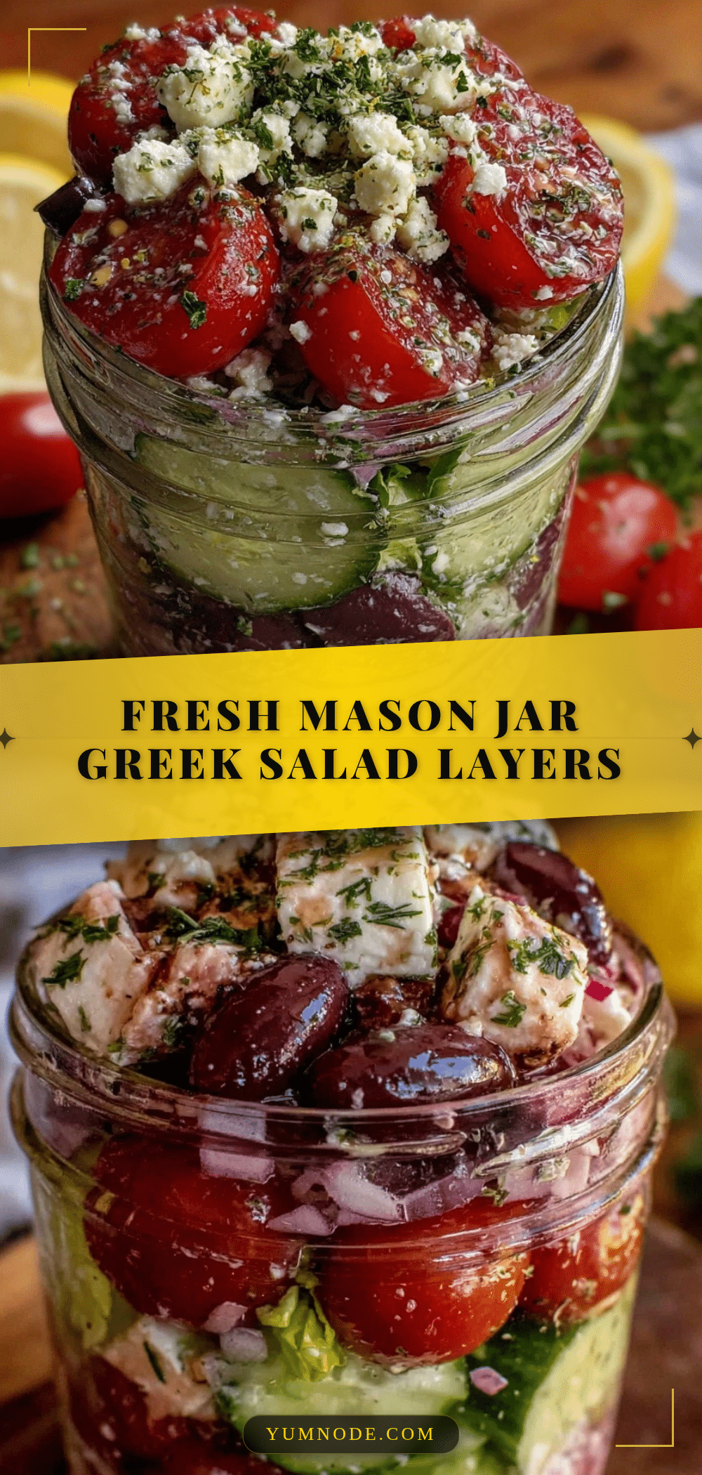 Fresh Mason Jar Layered Greek Salad recipe