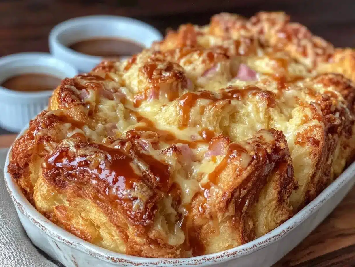 Ham and Cheese Croissant Bake preparation steps