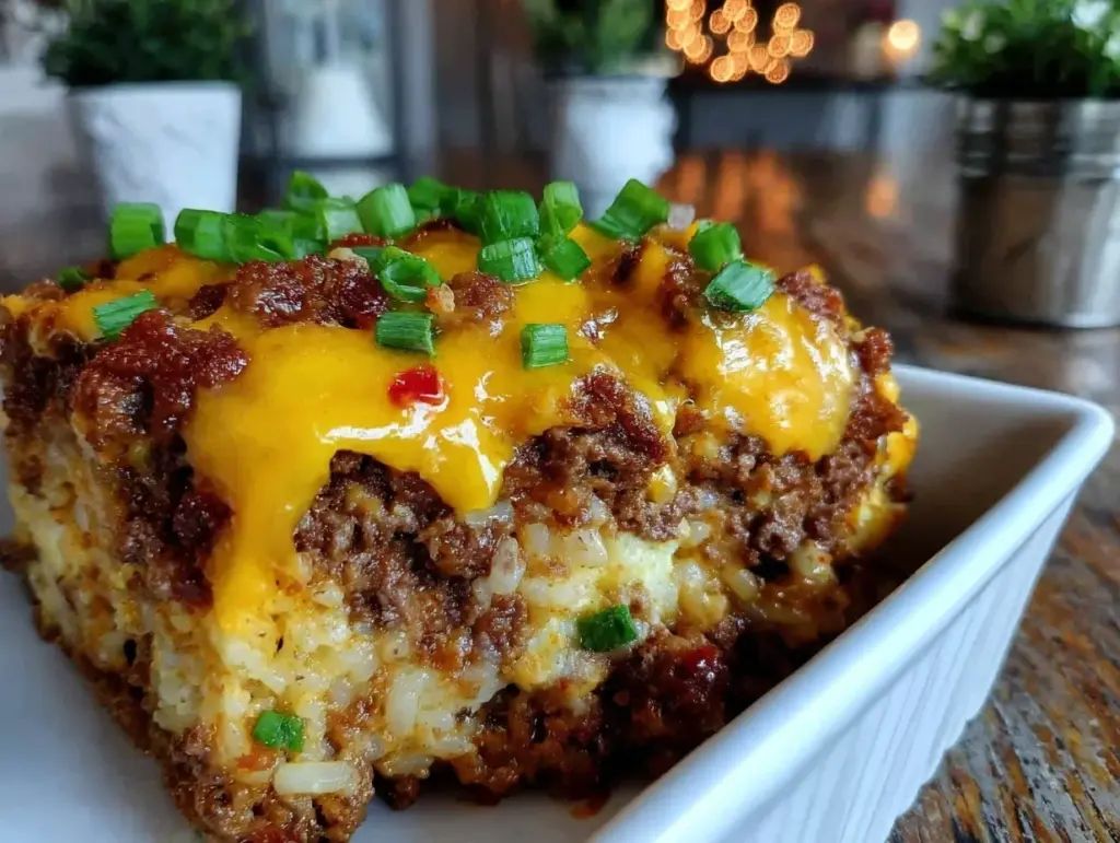 hamburger meat and rice casserole - featured image