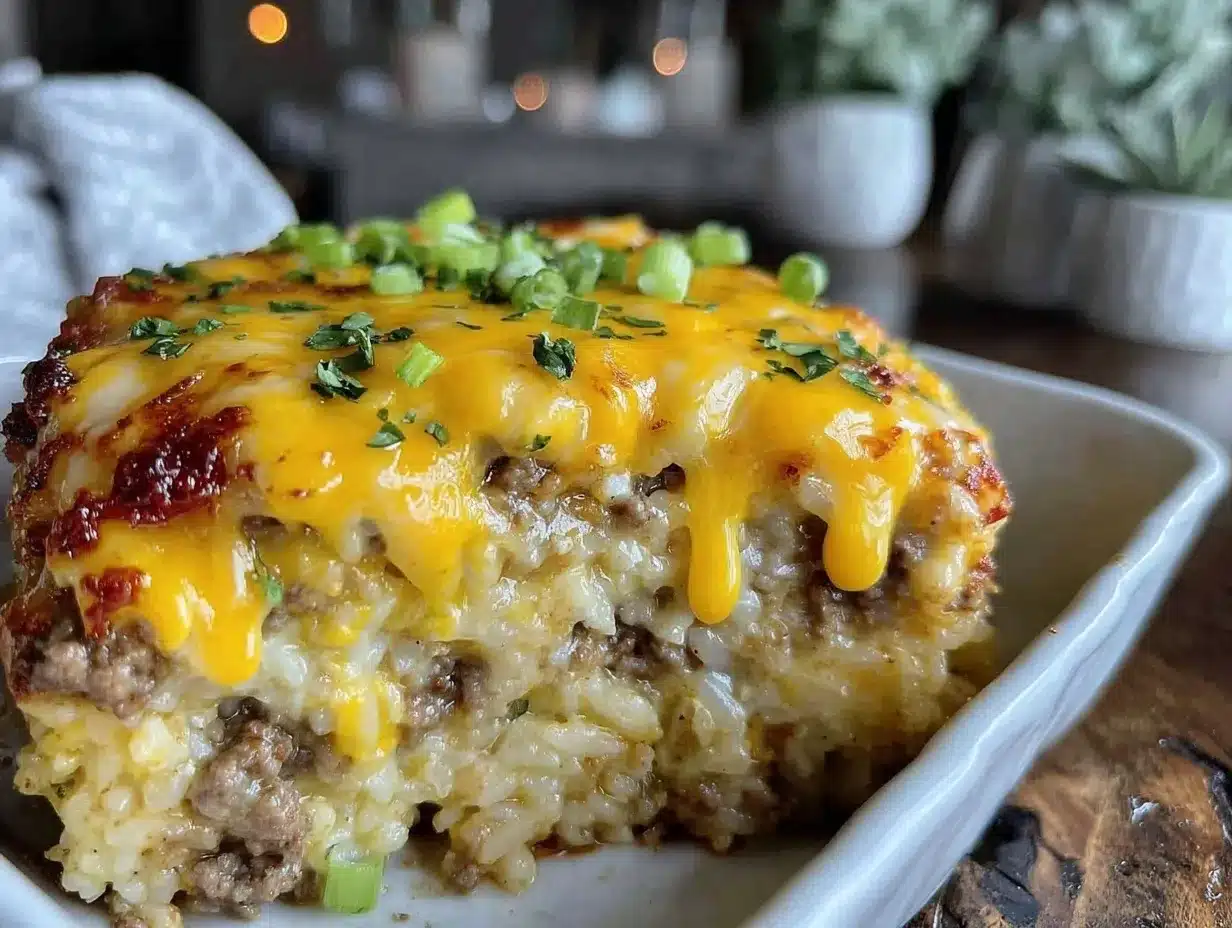 hamburger meat and rice casserole preparation steps