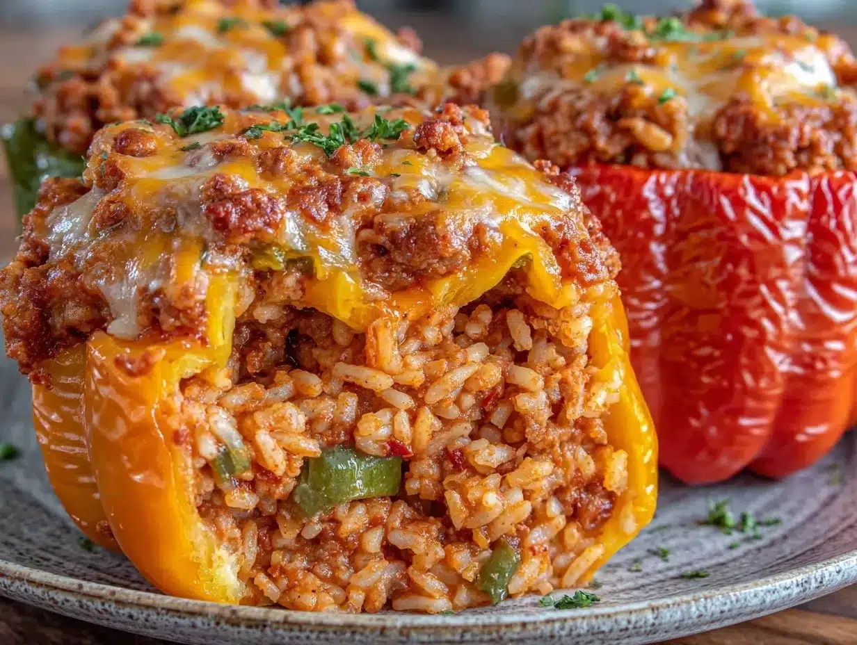 jack-o-lantern stuffed peppers preparation steps