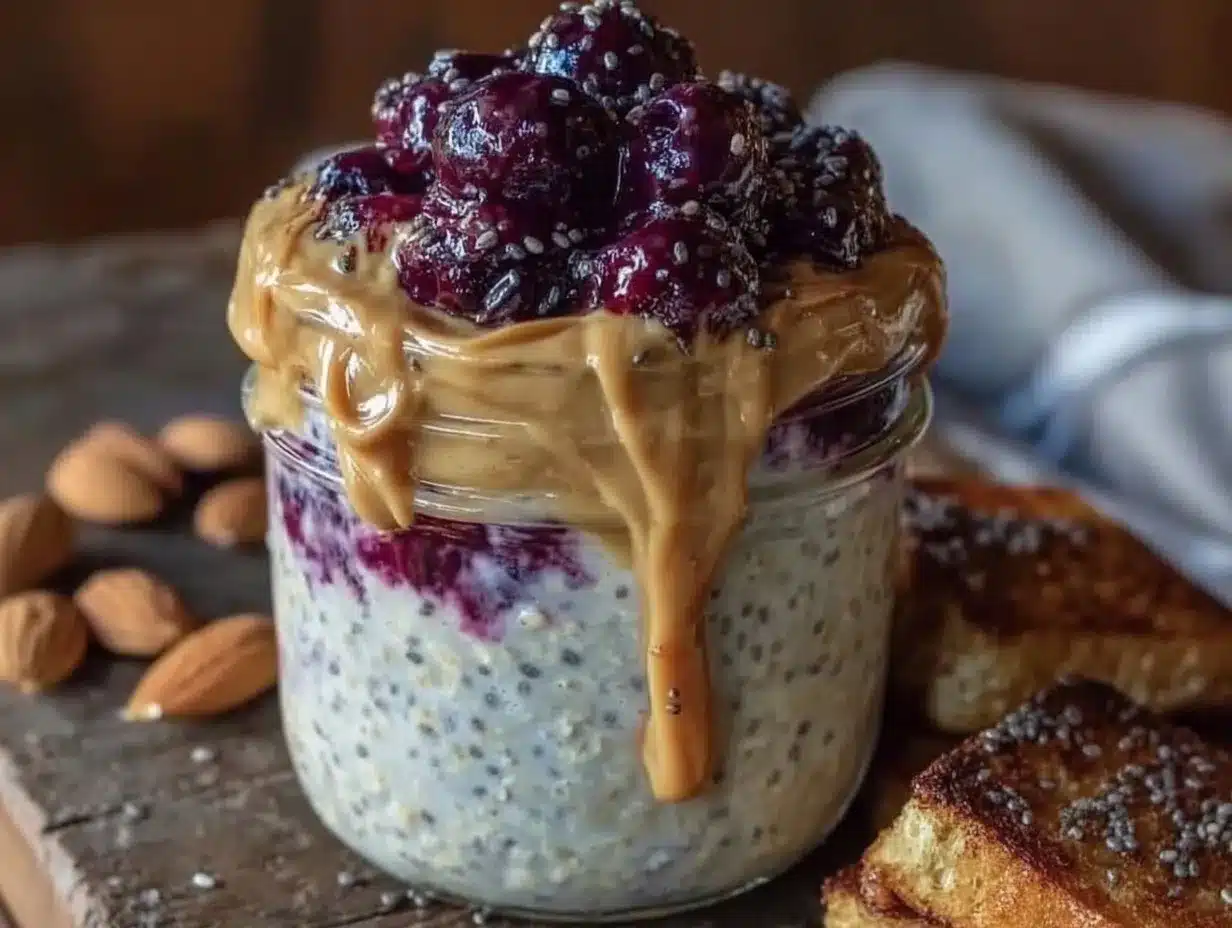 overnight oats with maple almond butter preparation steps
