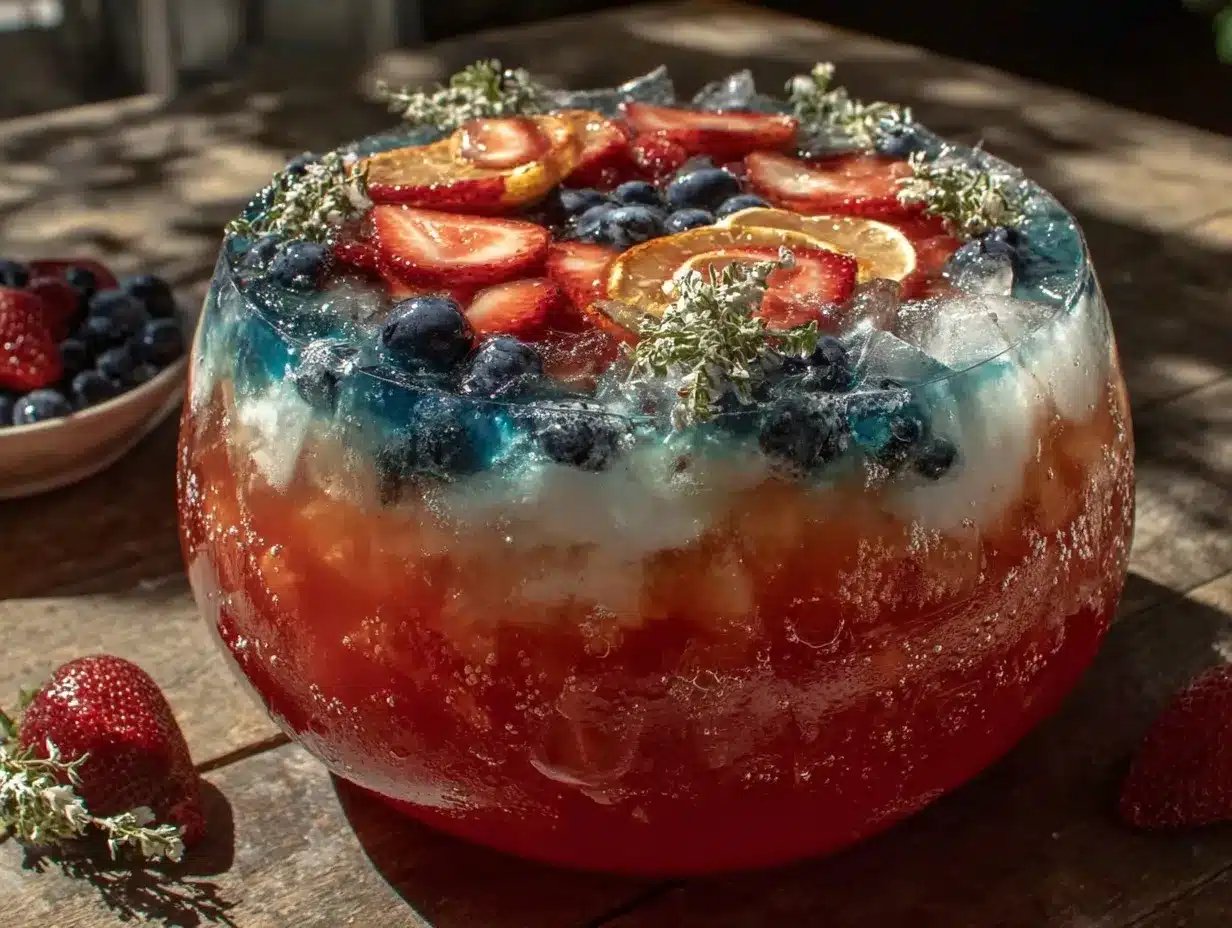red white and blue layered lemonade punch preparation steps