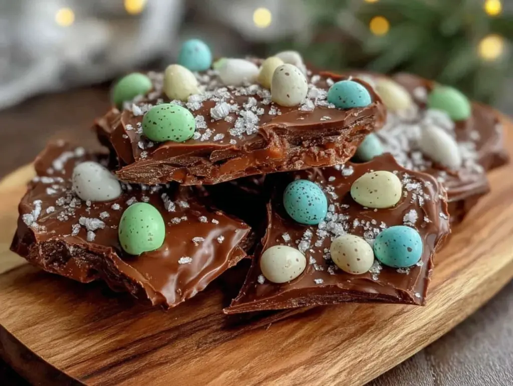 robin egg malted milk chocolate bark - featured image