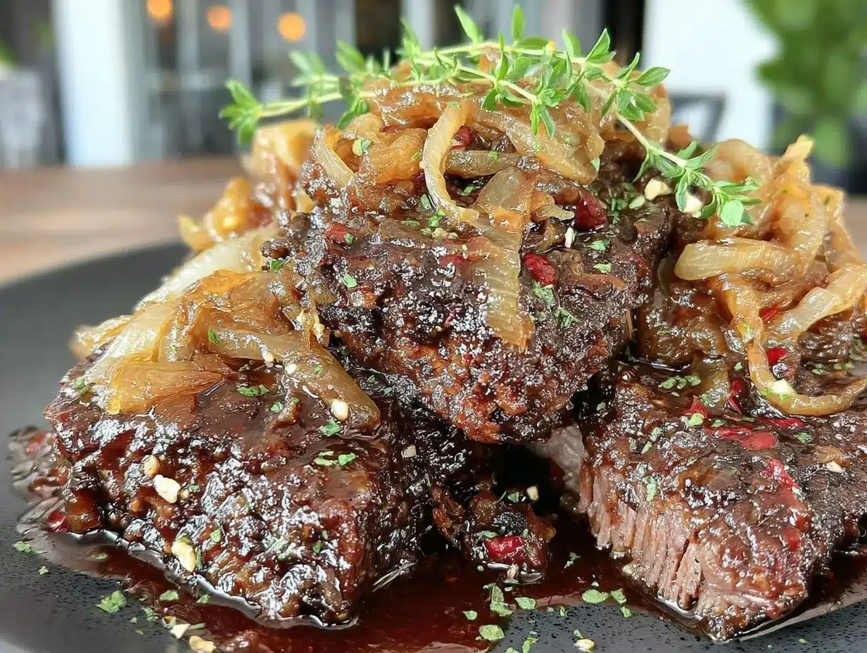 savory brisket with red wine and caramelized onions preparation steps
