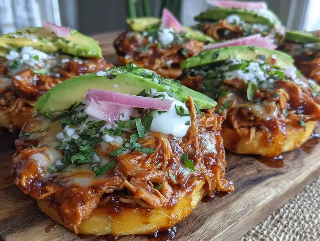 spicy chicken tinga tostadas - featured image