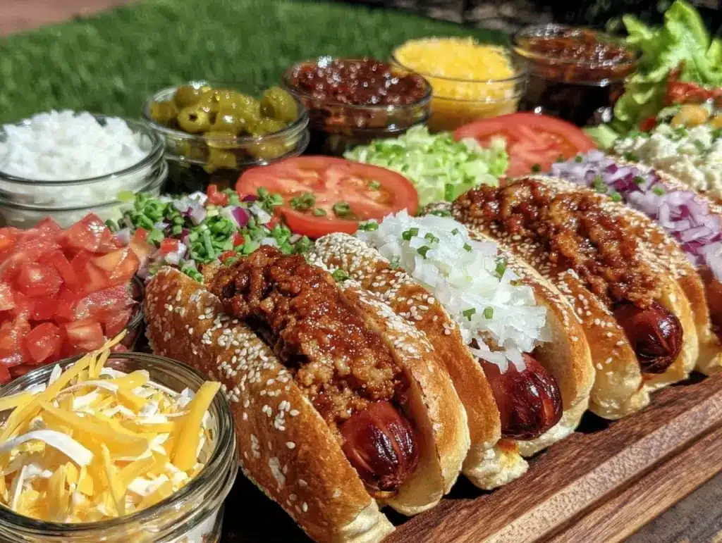 stadium hot dog bar setup - featured image