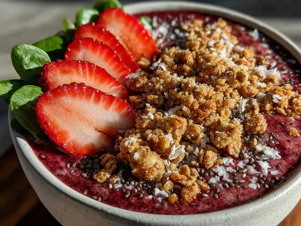 strawberry spinach smoothie bowl preparation steps
