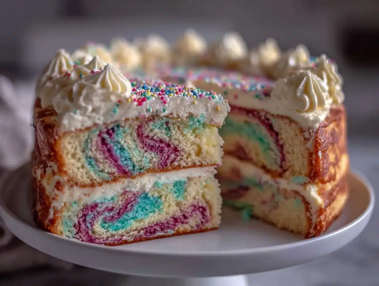 tie-dye rainbow layer cake preparation steps