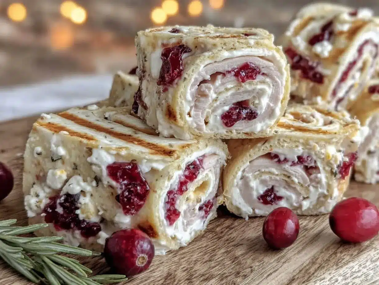 turkey cranberry cream cheese pinwheel sandwiches preparation steps