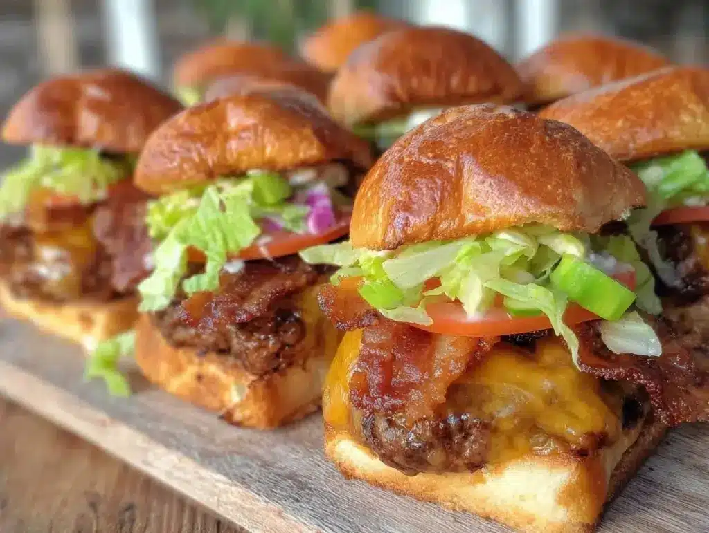 bacon cheddar ranch burger sliders - featured image