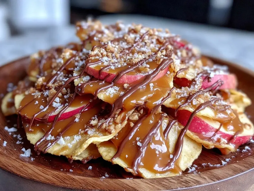 caramel apple nachos - featured image